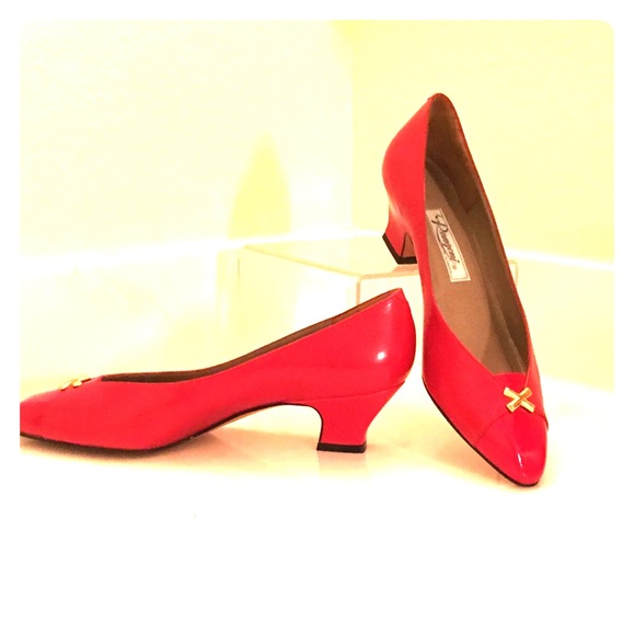 Vintage Shoes Vintage Red Leather Kitten Heels Poshmark